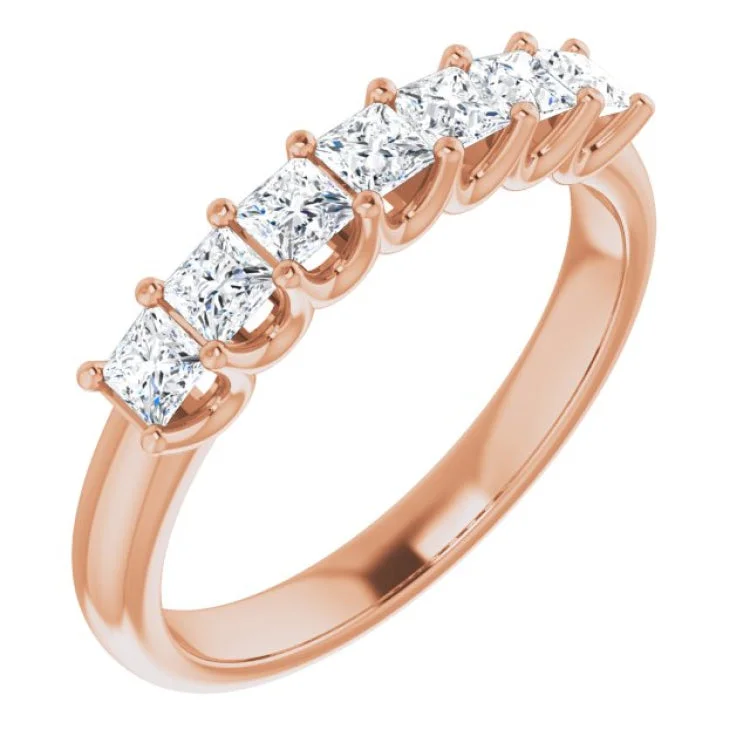 Ladies rings floral cluster rings-14K Rose 5/8 CTW Natural Diamond Anniversary Band