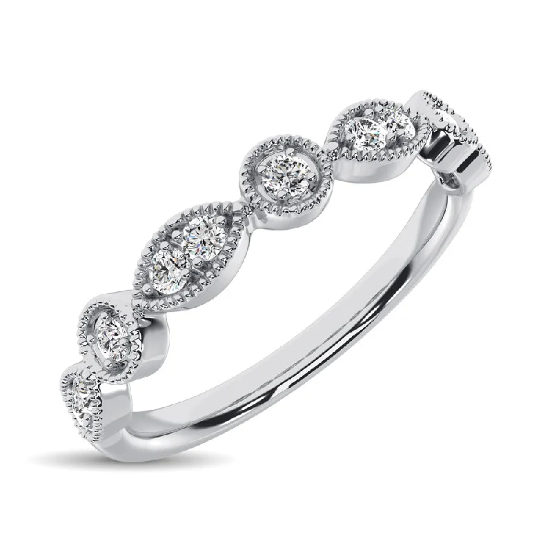 Ladies rings European-inspired flair-14K White Gold 1/8 Ct.Tw.Diamond Stackable Band