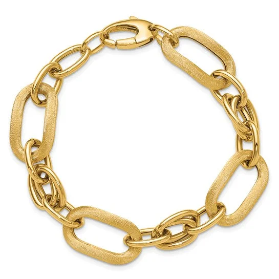 ladies bracelet initial beaded-14k Yellow Gold Polished/Satin Fancy Link Bracelet