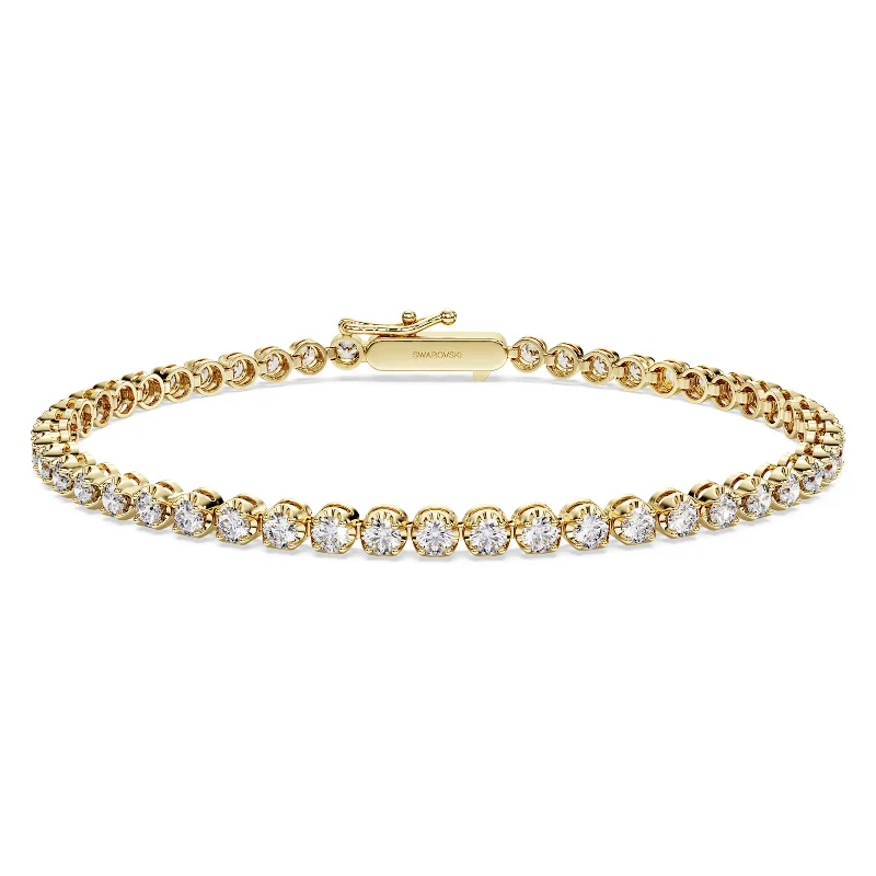 ladies bracelet vintage ruby-Swarovski Diamond Eternity Tennis Bracelet 14K Yellow Gold 2.50 Carats tw