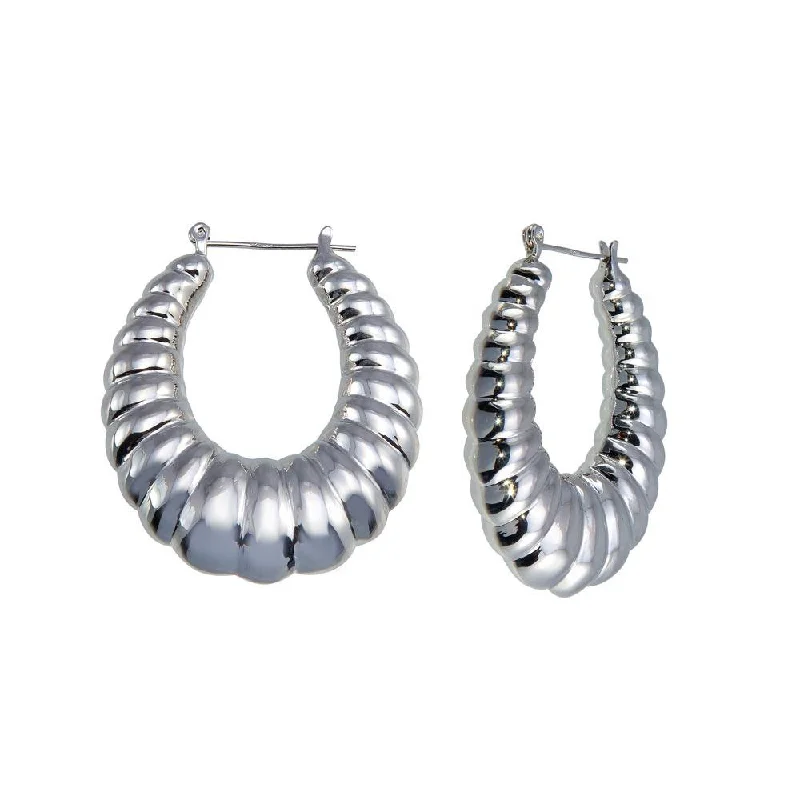 Ladies earrings sterling silver options-925 Sterling Silver Hollow Bamboo Hoop Earring - HP12