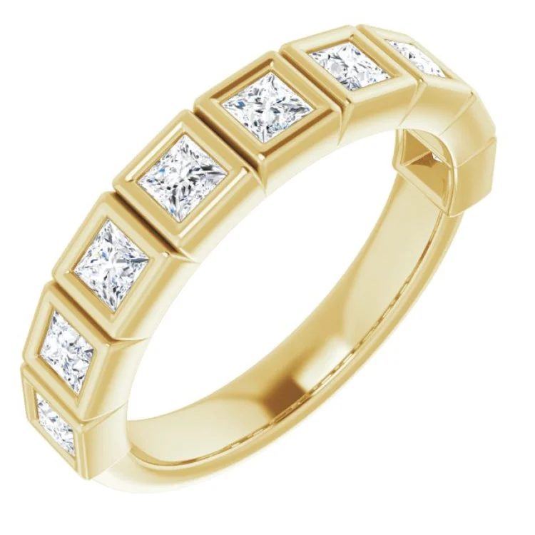 Ladies rings enamel detail rings-14K Yellow 3/4 CTW Natural Diamond Anniversary Band