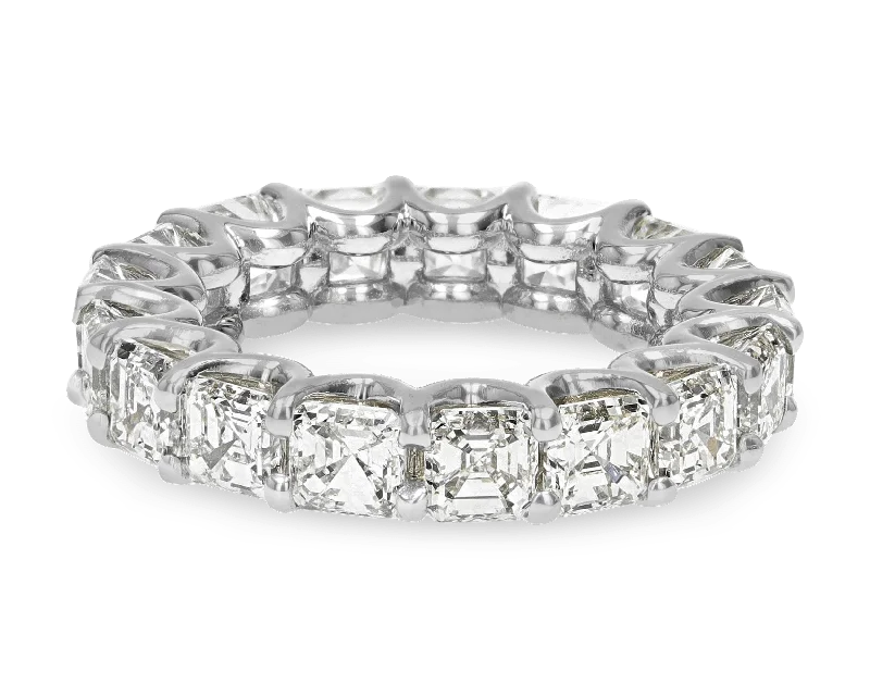 Ladies rings top jewelry brands-Asscher-Cut Diamond Eternity Band, 6.81 Carats