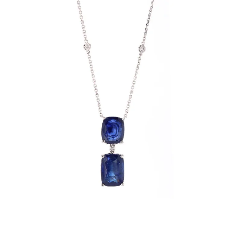 ladies necklace animal valentine’s-Blue Sapphire & Diamond Pendant Necklace