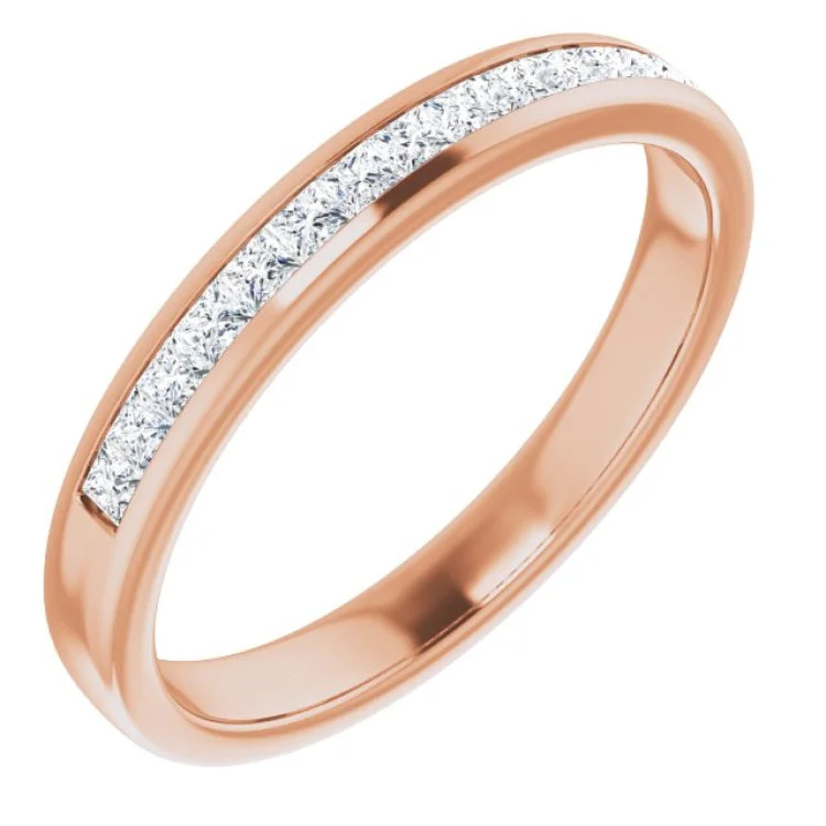 Ladies rings delicate thin bands-14K Rose 1/2 CTW Natural Diamond Band