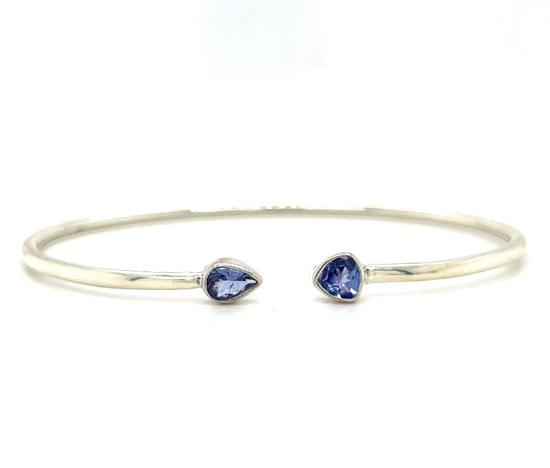 ladies bracelet infinity constellation-Sterling Silver Tanzanite Bangle Bracelet