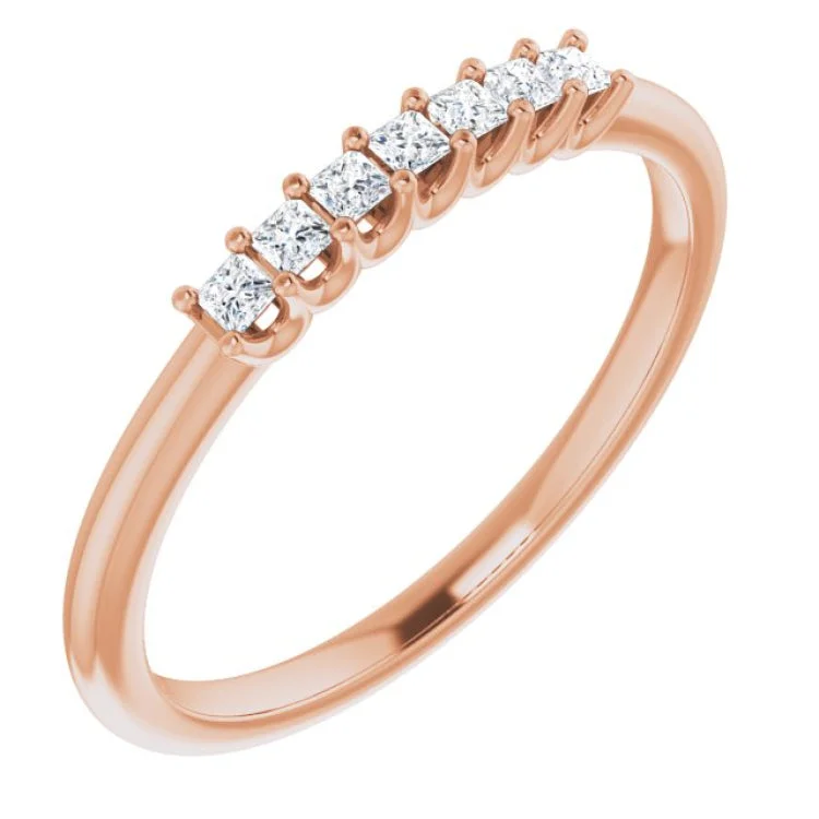 Ladies rings channel set rings-14K Rose 1/6 CTW Natural Diamond Anniversary Band