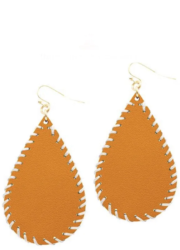 Ladies earrings limited run designs-College Football Leather Sport Earrings (drop) Orange and White