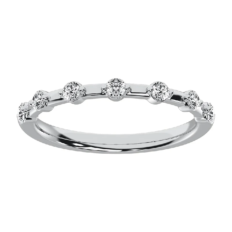 Ladies rings pearl inlay styles-14K White Gold 1/5 CTW Diamond Stackable Band