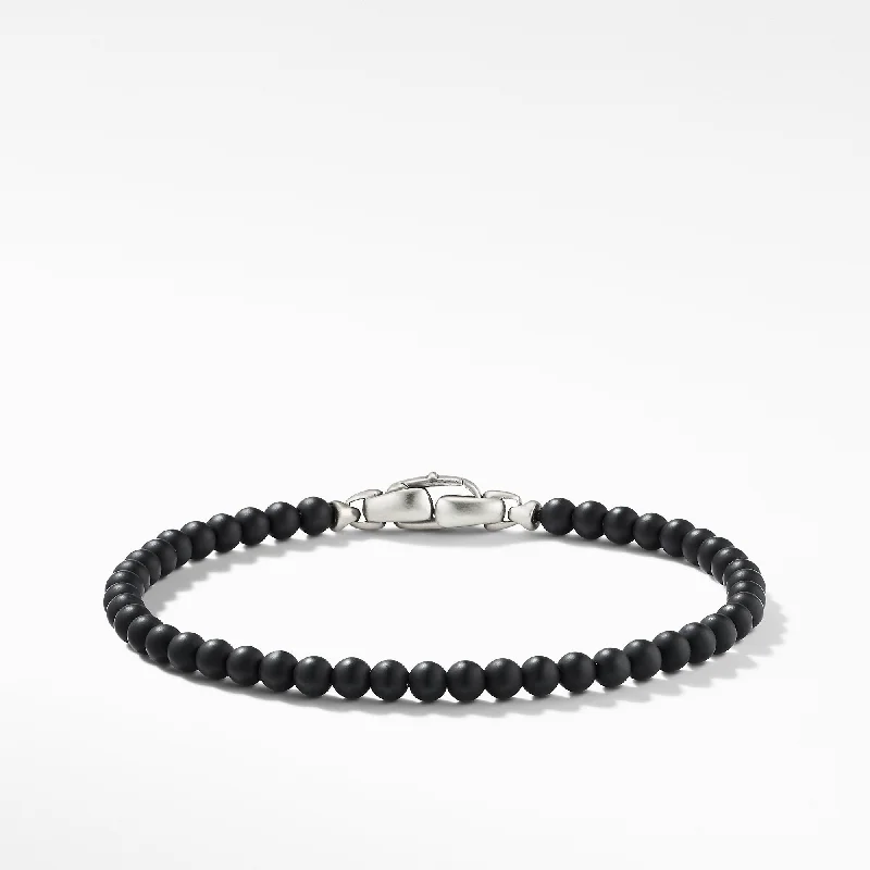 ladies bracelet romantic aquamarine-David Yurman Gents Spiritual Beads Bracelet with Black Onyx 4MM