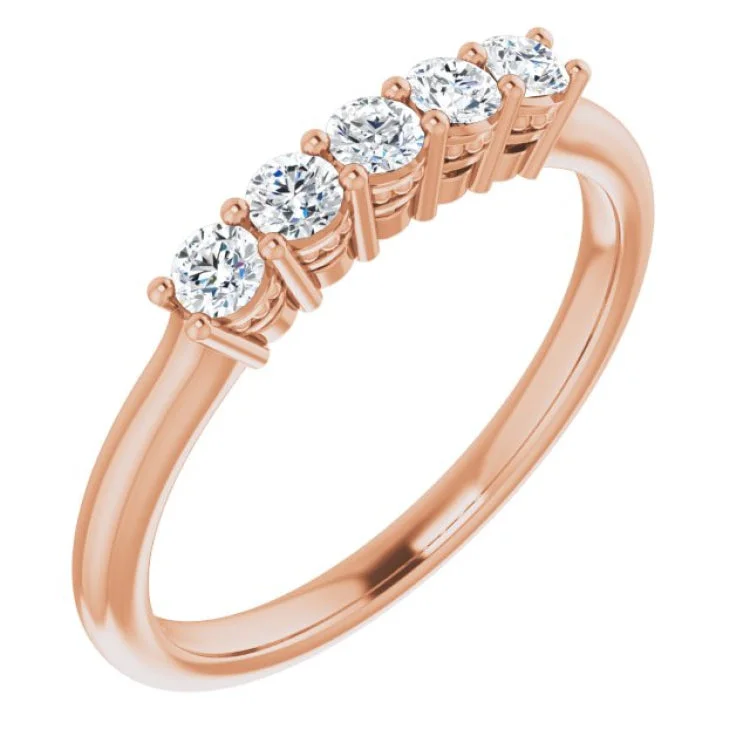 Ladies rings organic shape designs-14K Rose 1/3 CTW Natural Diamond Anniversary Band