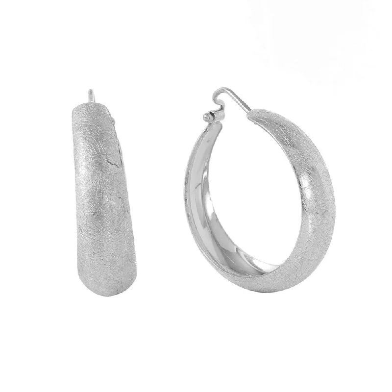 Ladies earrings generational gift picks-Silver 925 Rhodium Plated Hoop Earrings - ITE00079RHD