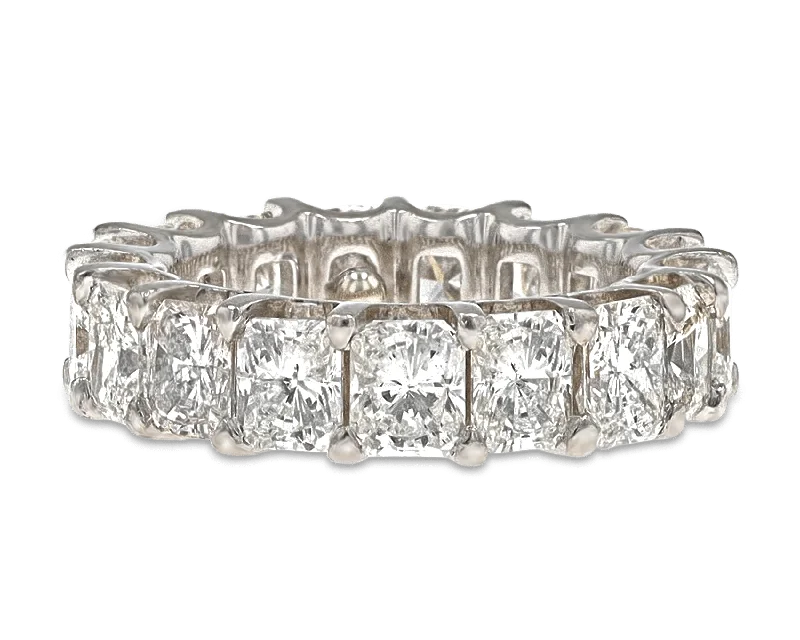 Ladies rings special occasion styles-Radiant-Cut Diamond Eternity Band, 8.68 Carats