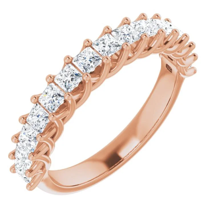 Ladies rings thumb statement pieces-14K Rose 1 CTW Natural Diamond Anniversary Band