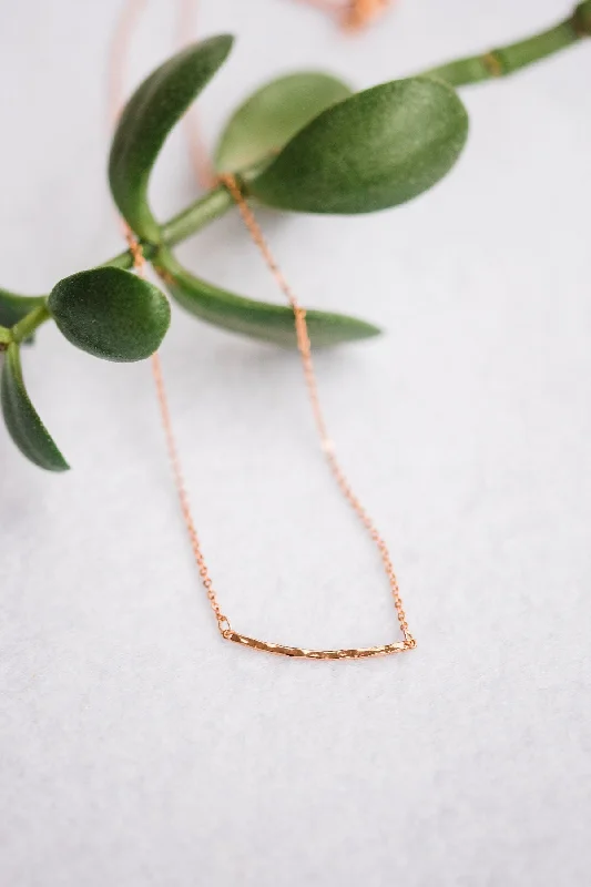 ladies necklace shell classic-Rose Gold Bar Dainty Necklace