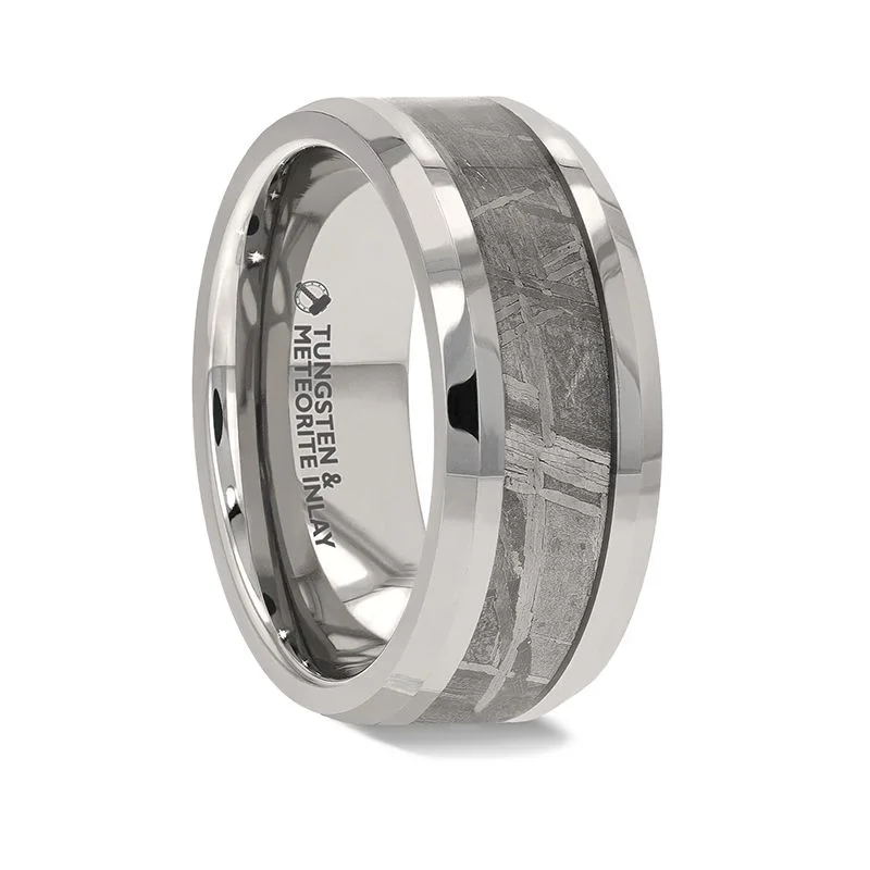 Ladies rings gothic aesthetic appeal-Thorsten CELESTIAL Titanium Meteorite Inlay Wedding Band - 8mm