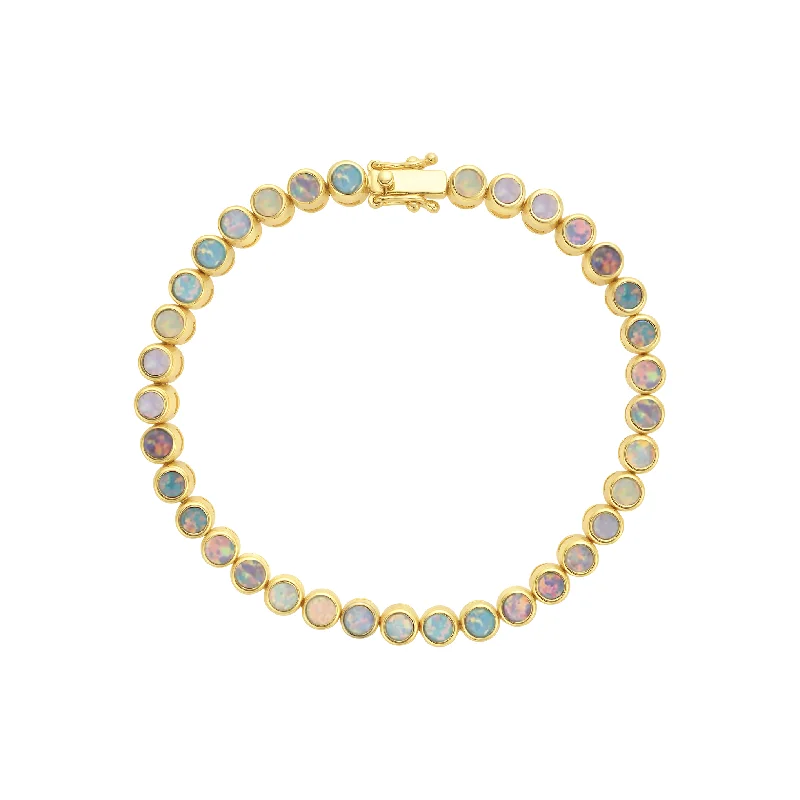 ladies bracelet sculpted opal-Pastel Opal Ombre Tennis Bracelet