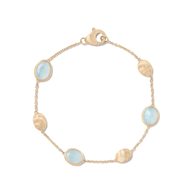 ladies bracelet sculpted christmas-Marco Bicego 18K Yellow Gold Siviglia Aquamarine & Gold Bracelet