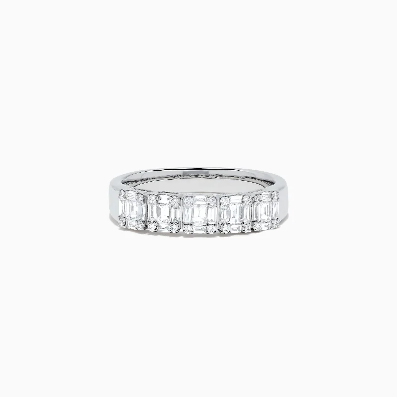 Ladies rings step cut styles-Classique 14K White Gold Diamond Band, 0.65 TCW