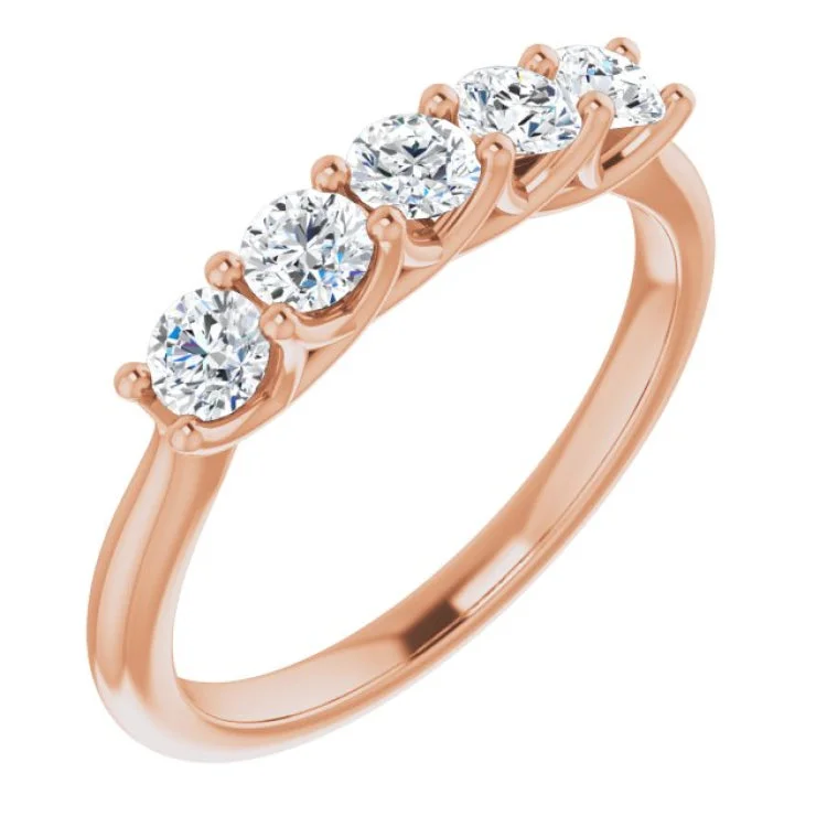 Ladies rings love token designs-14K Rose 5/8 CTW Natural Diamond Anniversary Band