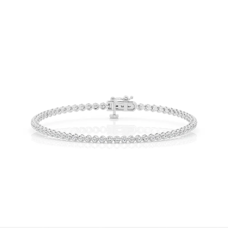 ladies bracelet delicate beaded-1.00 cttw Tennis Bracelet Round Lab Diamond by Mercury Rings