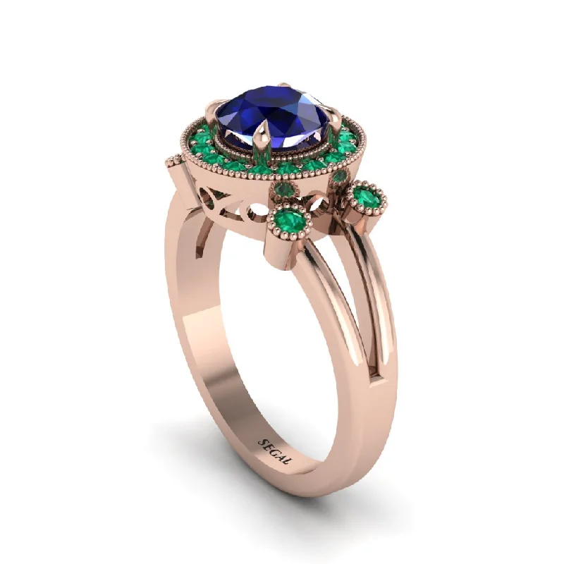 Ladies engagement rings cushion solitaire-Radiant Sapphire Halo Gold Engagement Ring - Madilyn No. 29