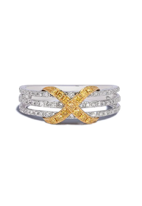 Ladies rings tension set rings-Canare 14K 2-Tone Gold Yellow and White Diamond Band, 0.35 TCW