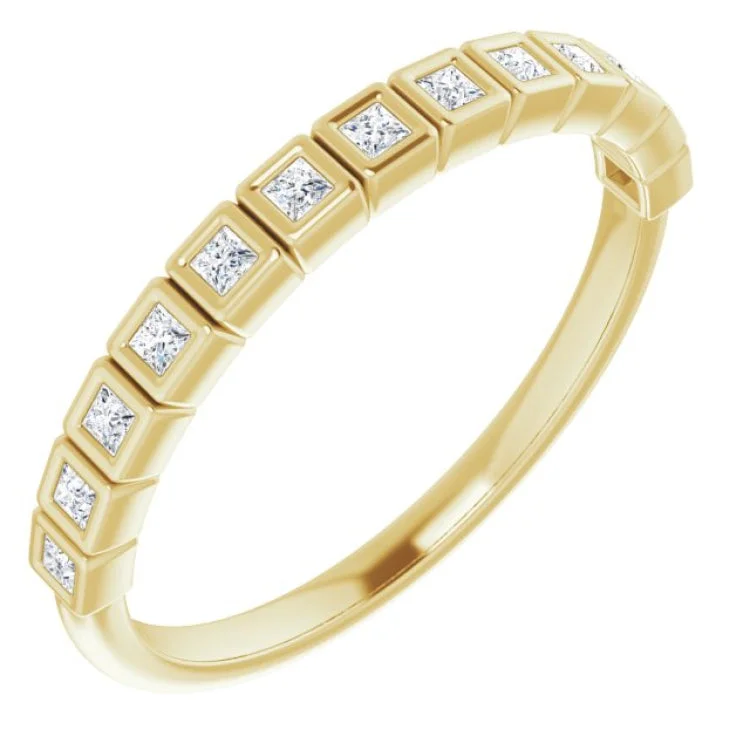 Ladies rings ceramic crafted styles-14K Yellow 1/6 CTW Natural Diamond Anniversary Band