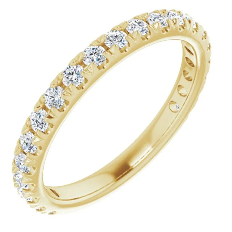 Ladies rings perfect gift choices-14K Yellow 5/8 CTW Natural Diamond French-Set Anniversary Band