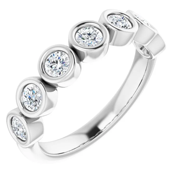 Ladies rings cross motif accents-14K White 3/4 CTW Natural Diamond Anniversary Band