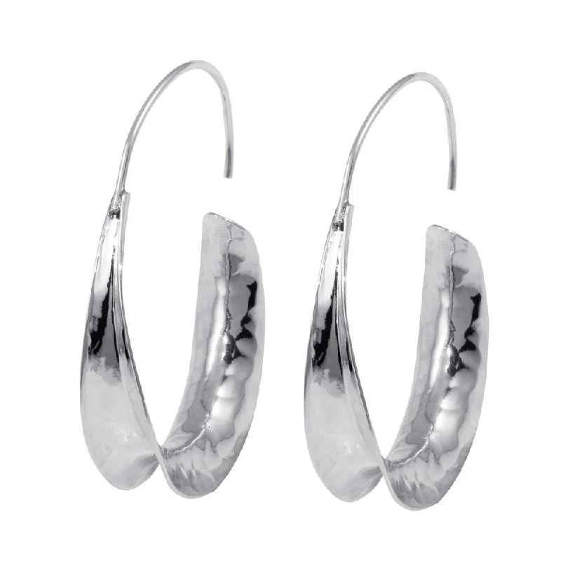 Ladies earrings leaf shape earrings-925 Sterling Silver Dangling Hook Earrings - TRE00012