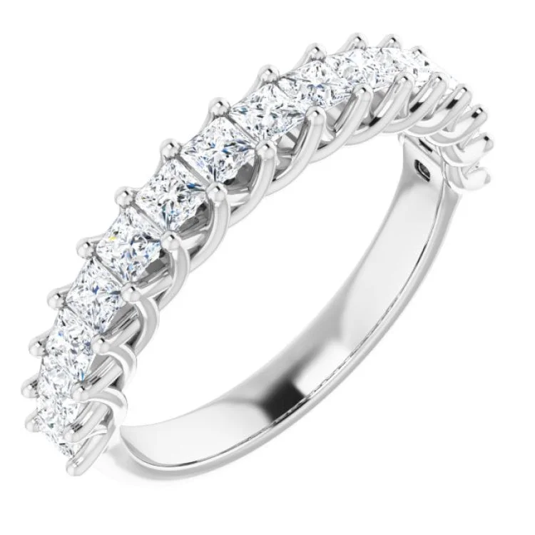 Ladies rings tri-color styles-Platinum 1 CTW Natural Diamond Anniversary Band