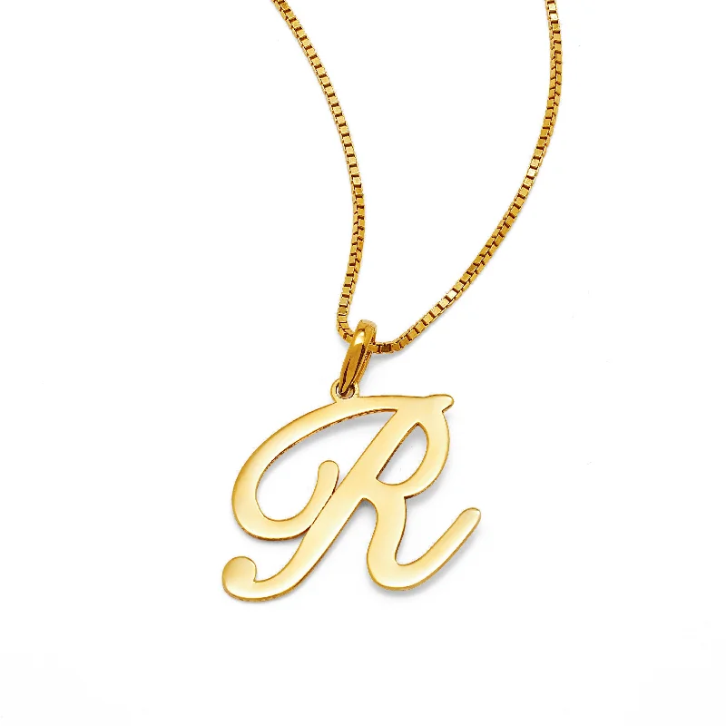 ladies necklace polished ruby-Large Script Initial Necklace