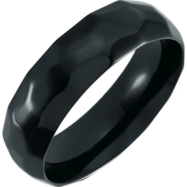 Ladies rings multi-stone designs-Titanium Black 7 mm Domed Band