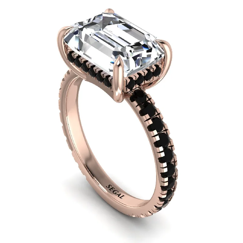 Ladies engagement rings twisted halos-Emerald-Cut Diamond Pavé Engagement Ring - Daphne No. 32