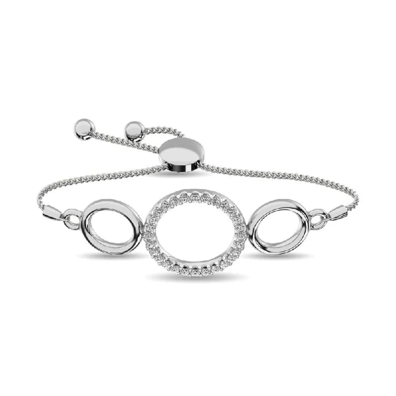 ladies bracelet affordable solitaire-Diamond Circle Bracelet 1/6 ct tw in Sterling Silver