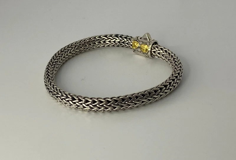 ladies bracelet halo custom-Gold & Silver Chain Bracelet with Crocodile Motif and Spring Lock Clasp