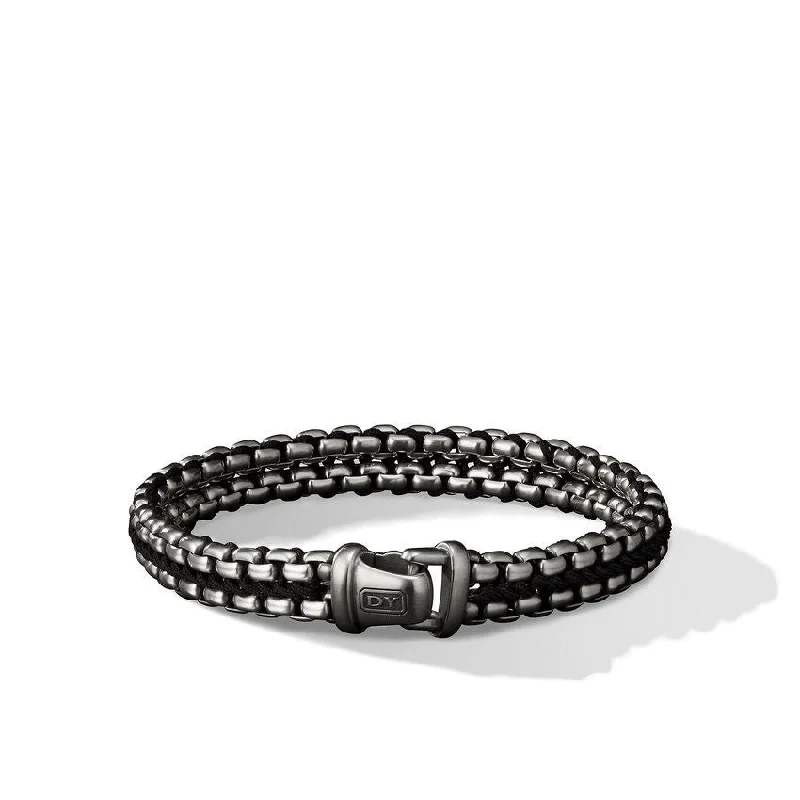 ladies bracelet turquoise intricate-David Yurman 12MM Woven Box Chain Bracelet in Black