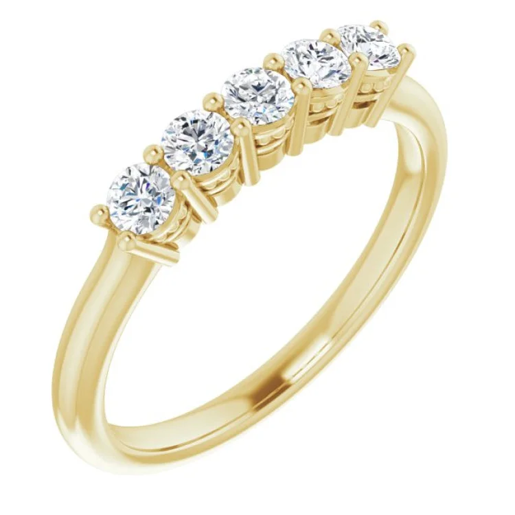 Ladies rings futuristic design styles-14K Yellow 1/3 CTW Natural Diamond Anniversary Band