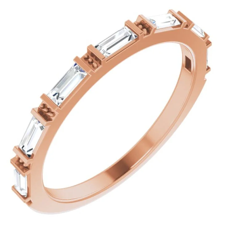 Ladies rings Japanese aesthetic rings-14K Rose 3/8 CTW Natural Diamond Anniversary Band