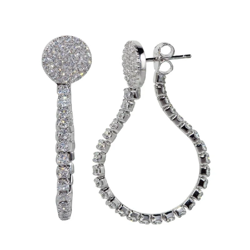 Ladies earrings mismatched pair styles-Rhodium Plated 925 Sterling Silver Flexible Tennis Earrings with CZ - BGE00584