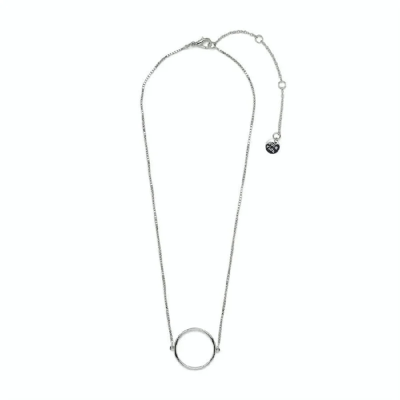 ladies necklace diamond matte-PuraVida, Circle Choker Necklace , Silver