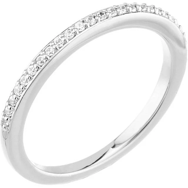 Ladies rings smooth surface rings-14k White Gold 1/8 CTW Diamond Band