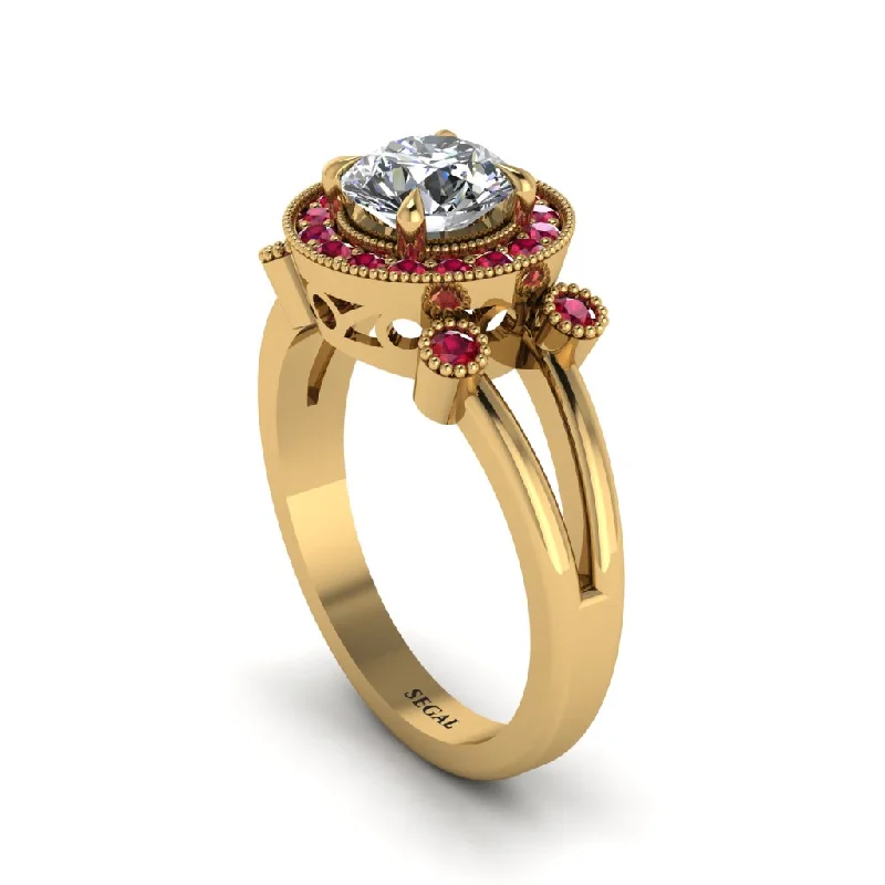 Ladies engagement rings timeless halo rings-Radiant Diamond Halo Gold Engagement Ring - Madilyn No. 46