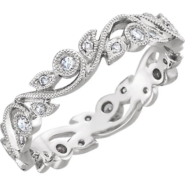 Ladies rings sturdy build rings-1/4 CTW Diamond Scroll Vine Eternity Band