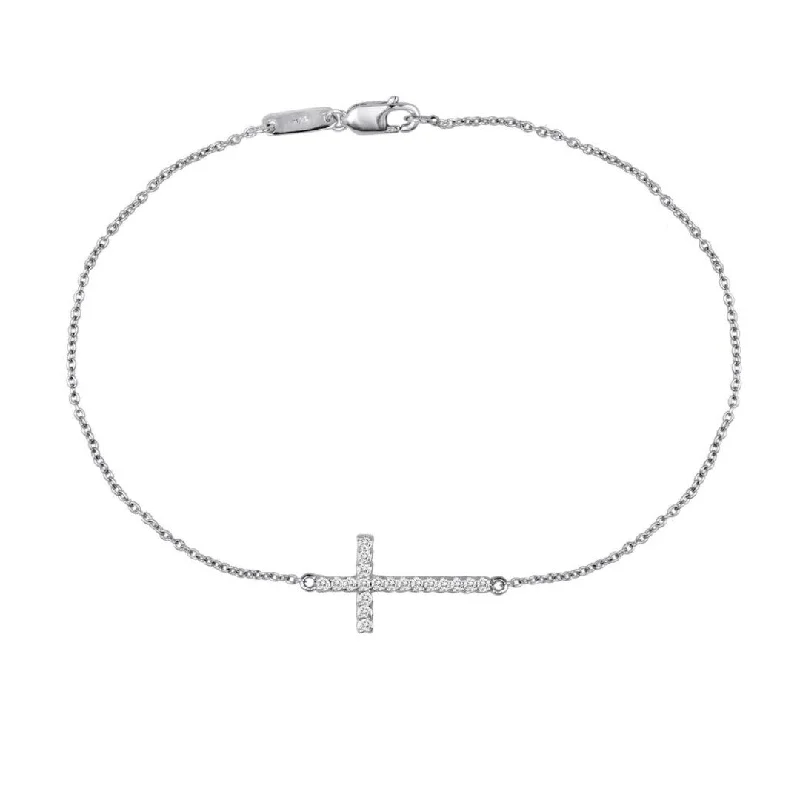 ladies bracelet constellation infinity-14k White Gold Cross Diamond Bracelet