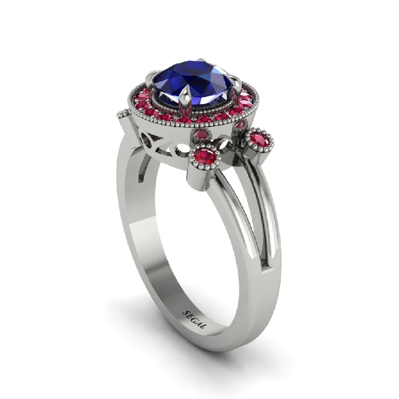 Ladies engagement rings twisted halo rings-Radiant Sapphire Halo Gold Engagement Ring - Madilyn No. 60