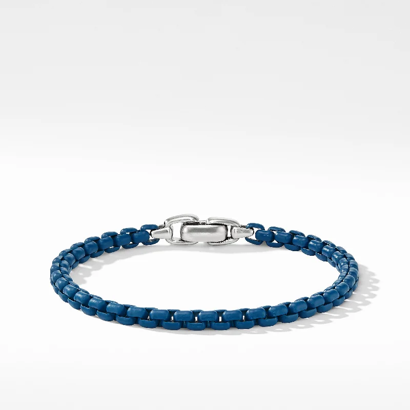 ladies bracelet leaf birthstone-David Yurman Men's 5MM Box Chain Bracelet in Blue