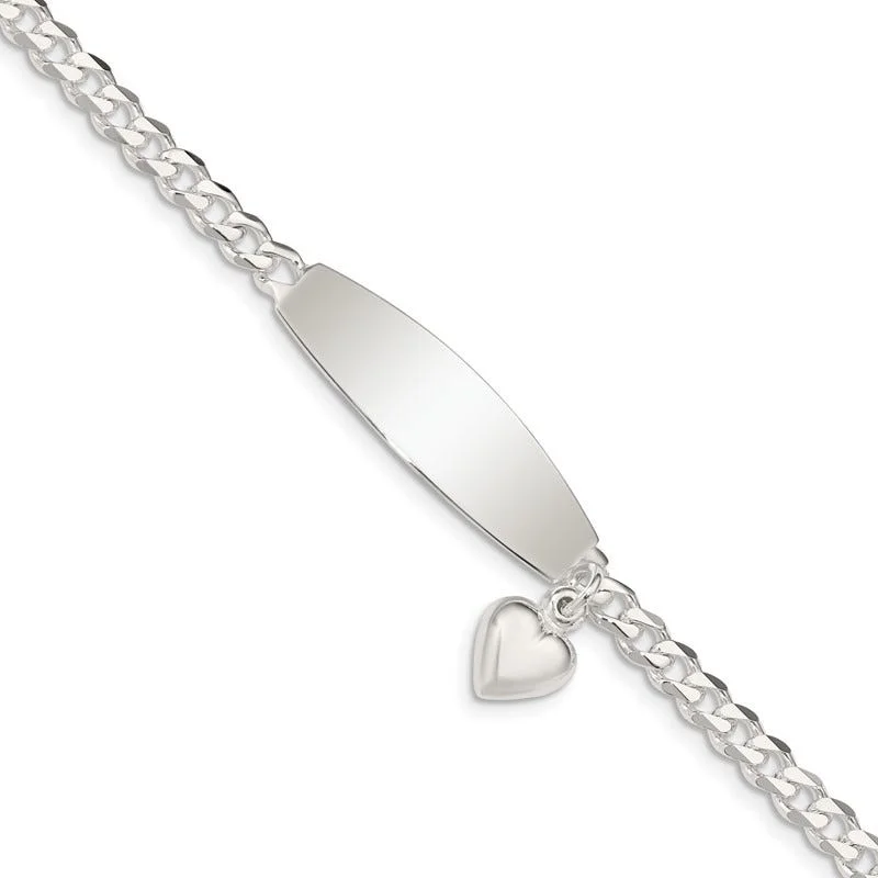 ladies bracelet bespoke silver-Sterling Silver w/Heart Charm ID Bracelet