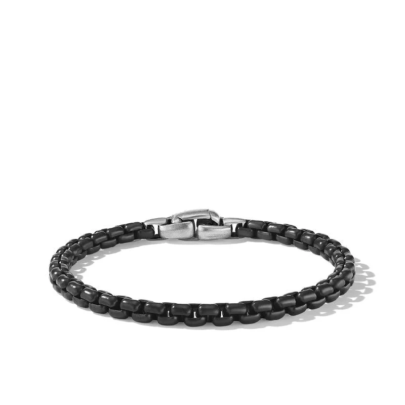 ladies bracelet multi-stone premium-David Yurman Mens Darkened Silver Box Chain Bracelet